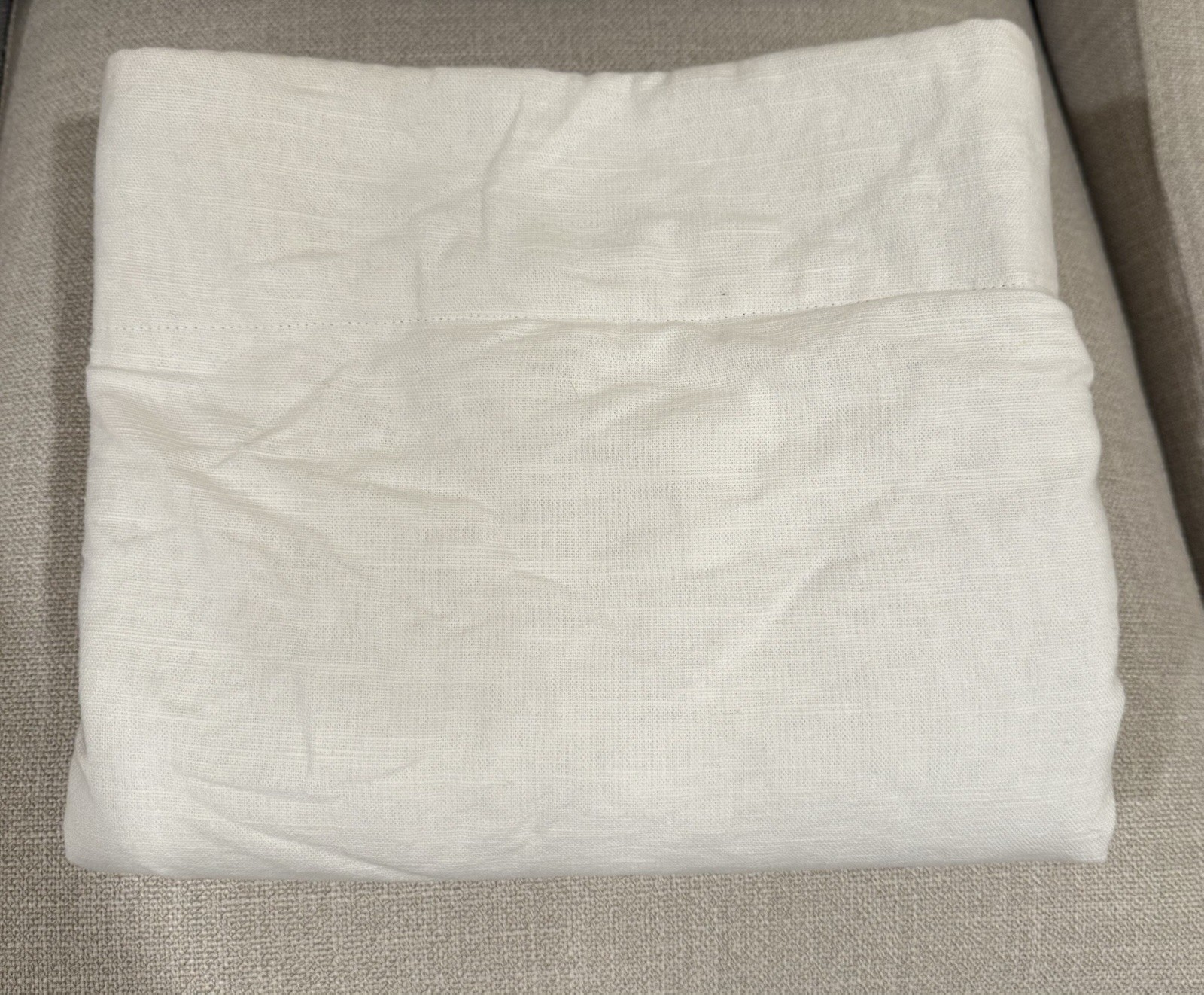 Pottery Barn Kids White Cotton Linen Blackout Curtain Panel 44″W x 63″L