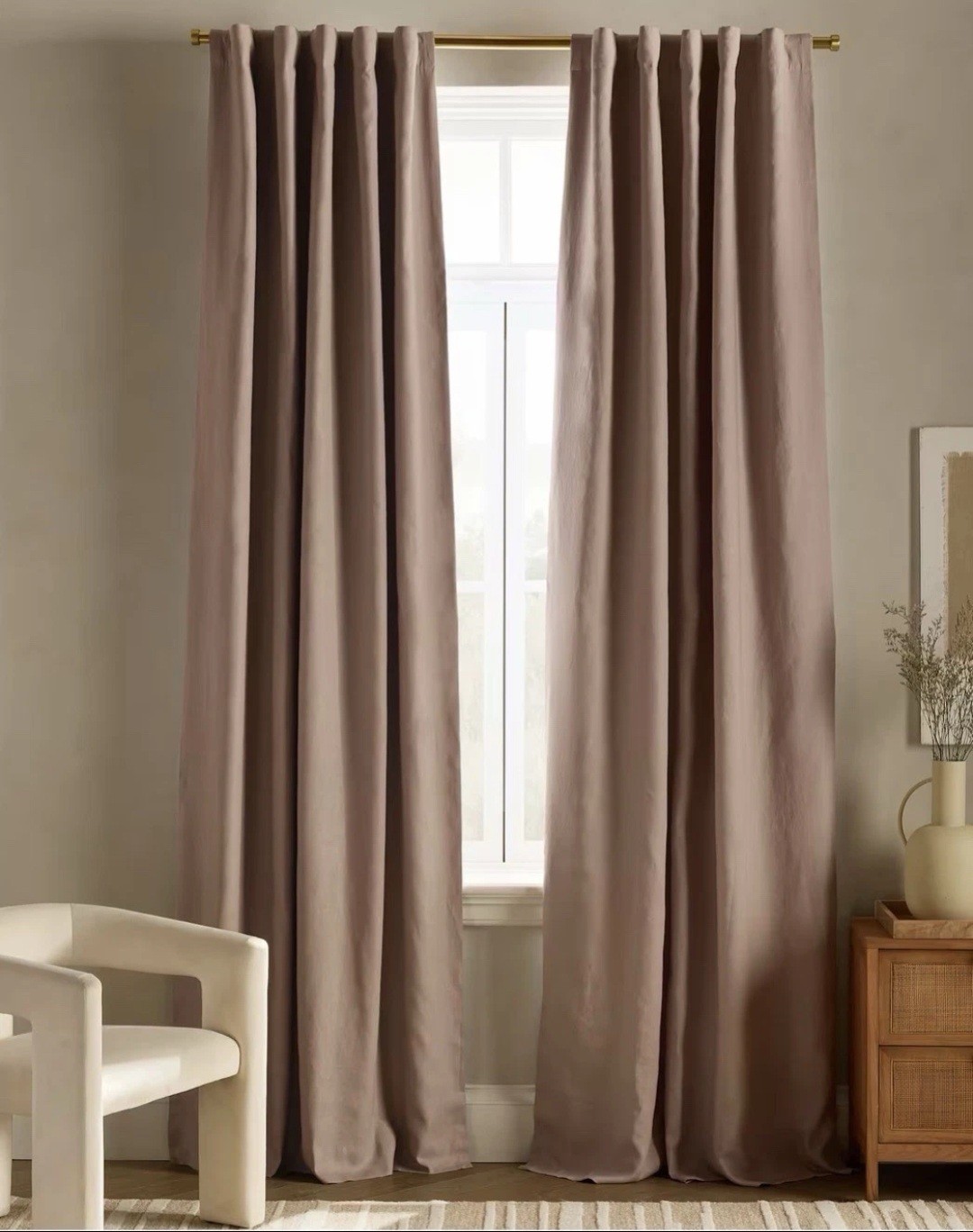 Quince European Linen True Blackout Curtain Single Panel 48×96 Rose Quartz NWOT