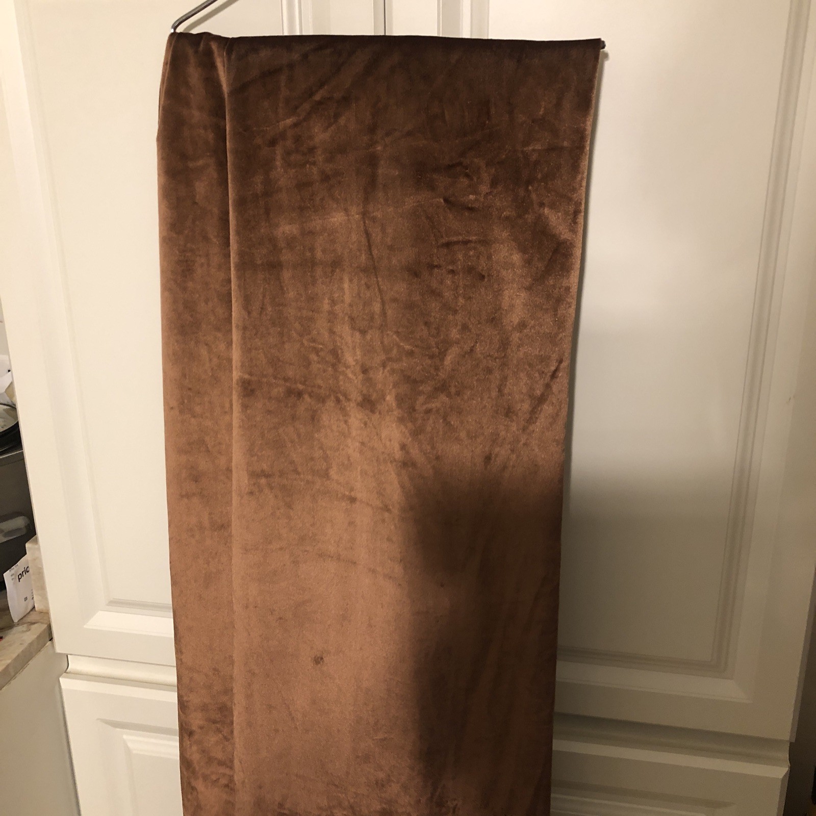 Bronze Brown Velvet Curtains 2 Panels, Back Tab Pleated Button Accents 52×94