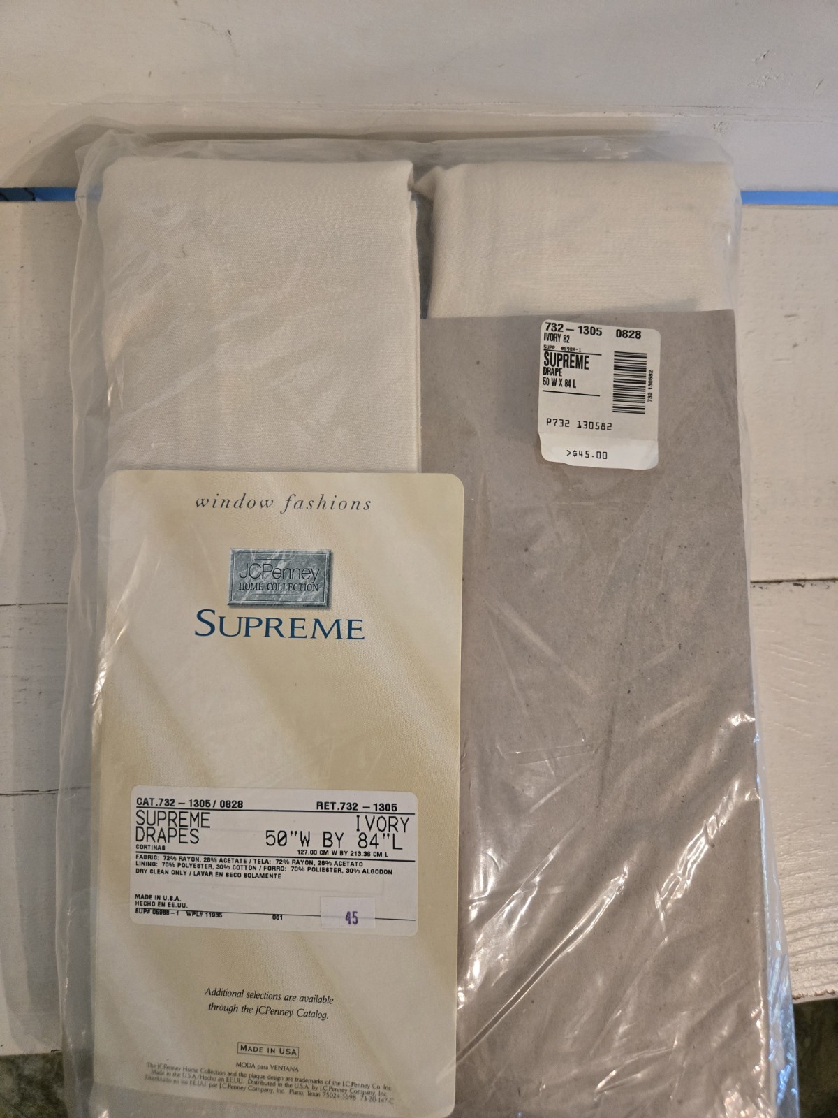 VTG JCPenney Pinch-Pleated Supreme Drapes. Ivory 50W x 84L total. NWT in pckg