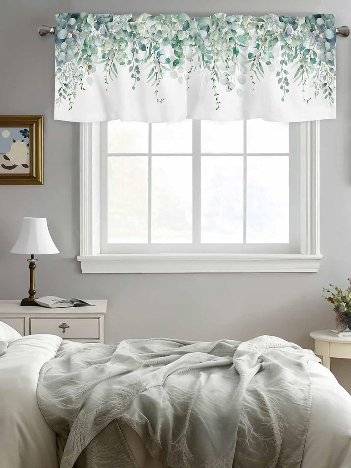 Sage Green Eucalyptus Curtain Valance for Windows Rod Pocket Valance Window T…