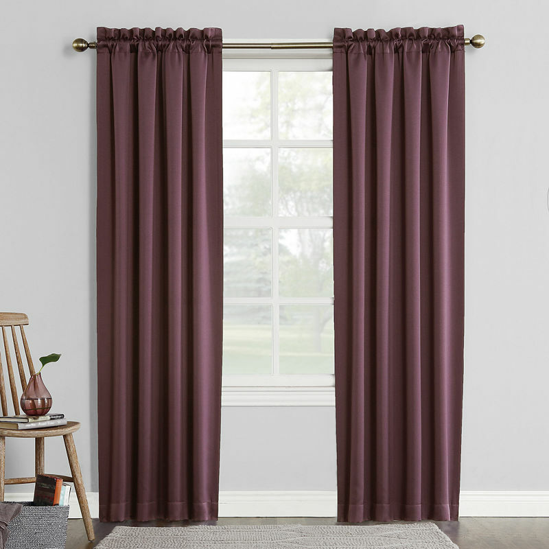Sun Zero Emory Thistle 2-Pack Room-Darkening Rod-Pocket Curtain Panels, 108″x84″
