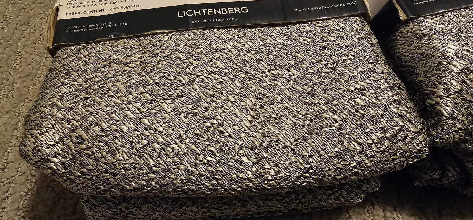 SunZero Lichtenberg Curtains Total Blackout (2) Panels 50″ x 84″ Silver Grey NEW