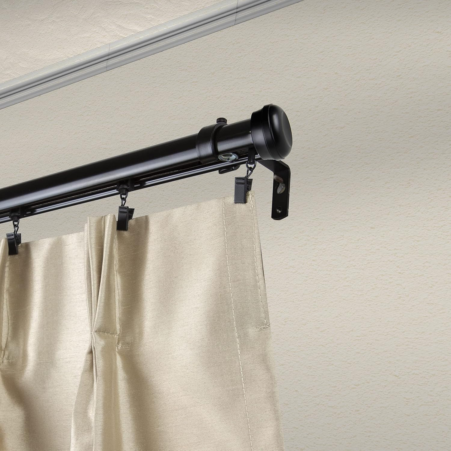 Mango Black Cordless Traverse Rod 86-120 Inch for Elegant Window Treatment