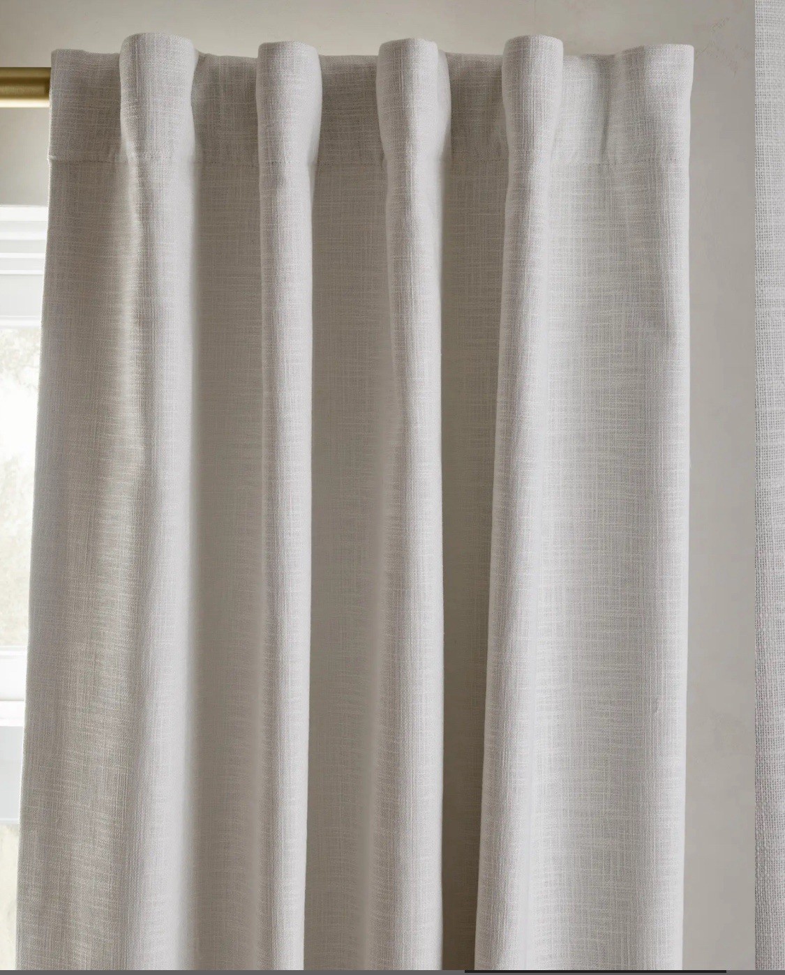 New Quince Textured Cotton Room Darkening White Curtains 48” X 108”