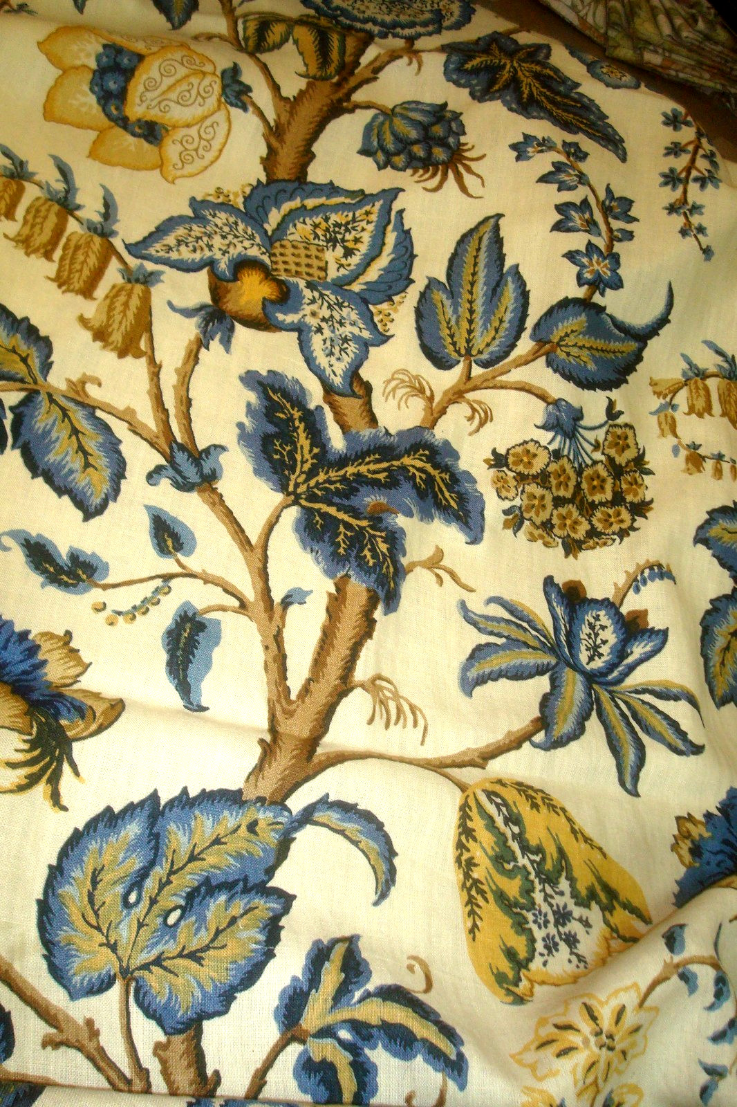 Custom Remade SCHUMACHER Drapes LINEN 2 pc Tree of Life Lined Pleated 103″ lg