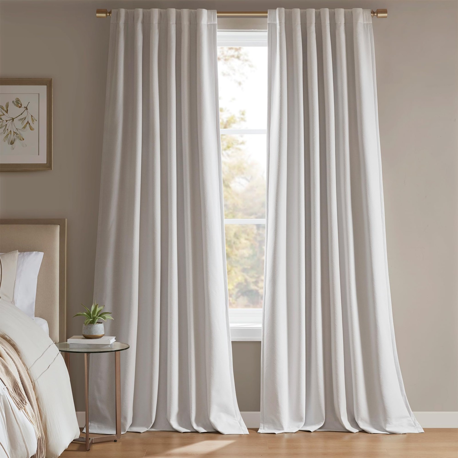 Karien 100% Blackout Curtains 52×84 – White, 2-Layer Noise Blocking & Energy …