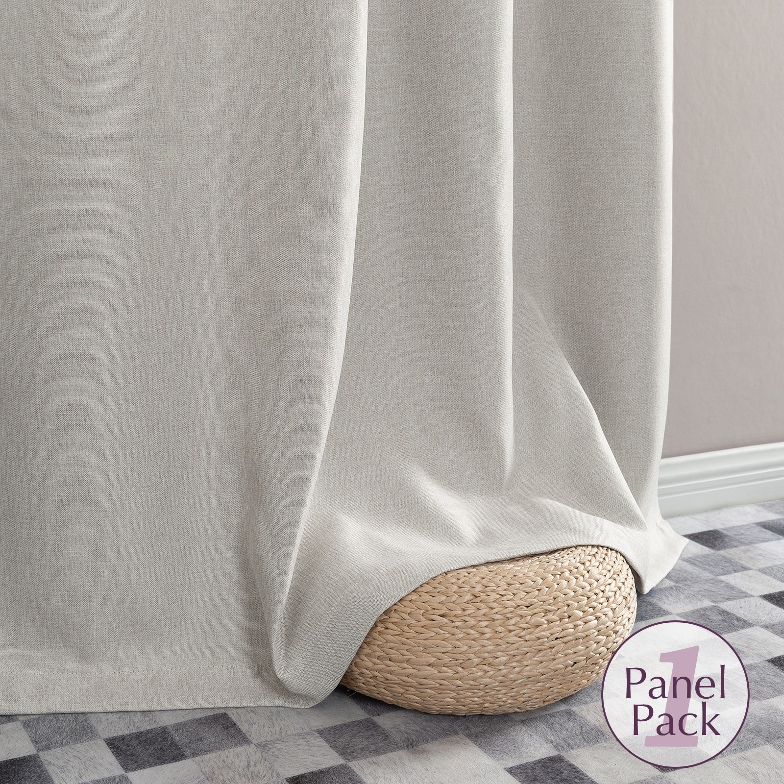 Linen Textured Blackout Curtains Bedroom Single Panel Thermal Grommet 84″ L