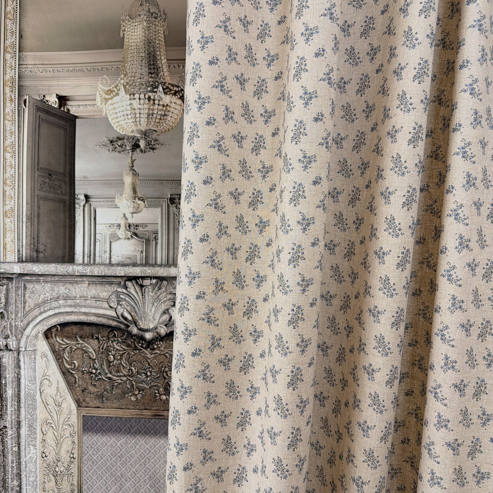 Handcrafted Floral Curtains Linen Blend Petite Botanical Custom Drapery Panels