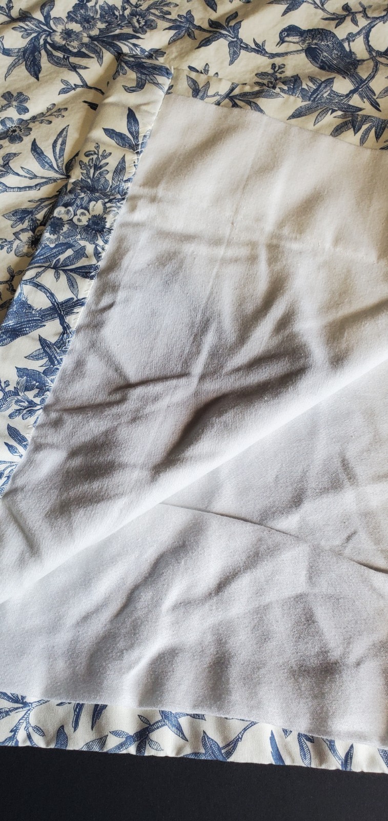 Custom Made Pinch Pleated Lined Drapes Blue/White Birds 2 Panels Ea *18″x 97″*