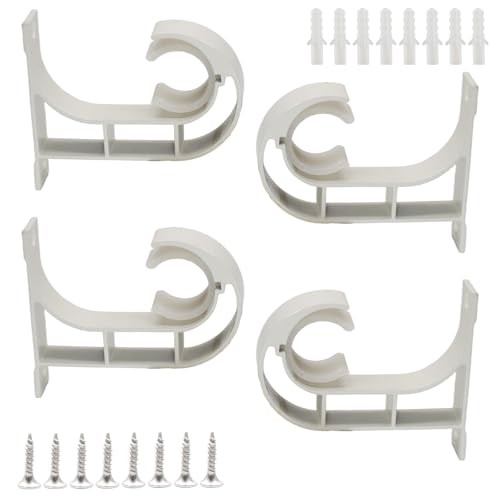 Pack Ceiling Curtain Rod Brackets, Aluminum Alloy Ceiling Mount Hooks 4 White