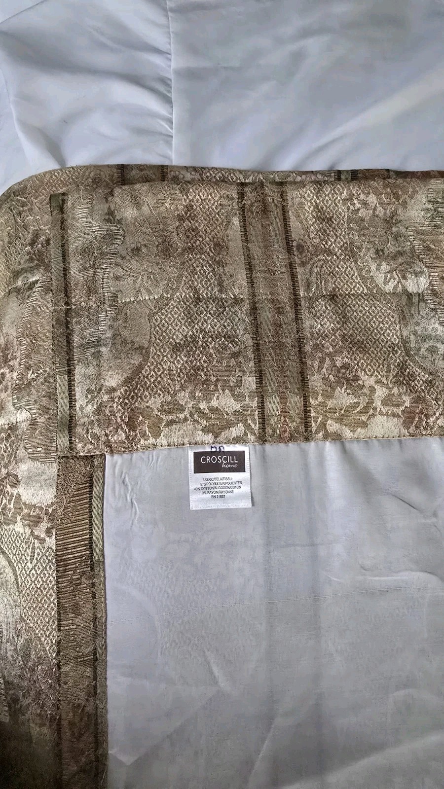 Vtg Croscill 4 Curtain Panels 86×53” Jacquard Damask Floral Beige Golden Pink