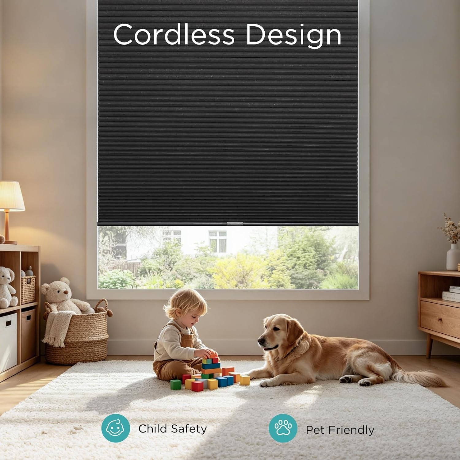 Joydeco Cellular Shades, Cordless Blackout Shades for Indoor Windows, Honeycomb