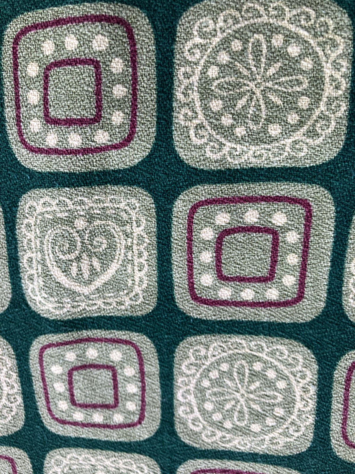 VTG Abstract Geometric CAFE’ CURTAINS green MCM 27″h x 45″ w (90″) PAIR