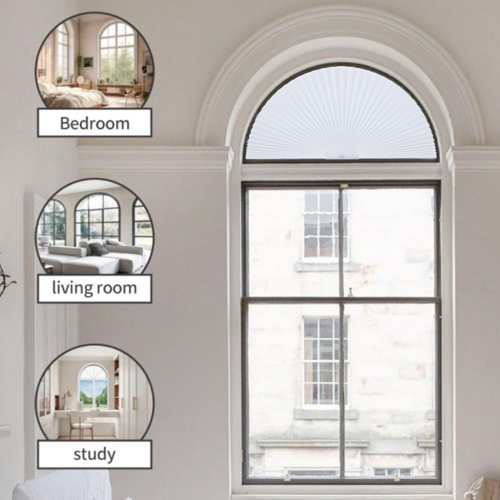 Arch Window Shade Radius 12 inch Half Circle Arched Non-Woven Stick on Cut to…