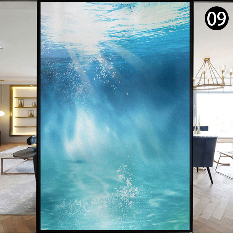 New Ocean Underwater Static Clings Frosted Glass Stained Window Sticker Film