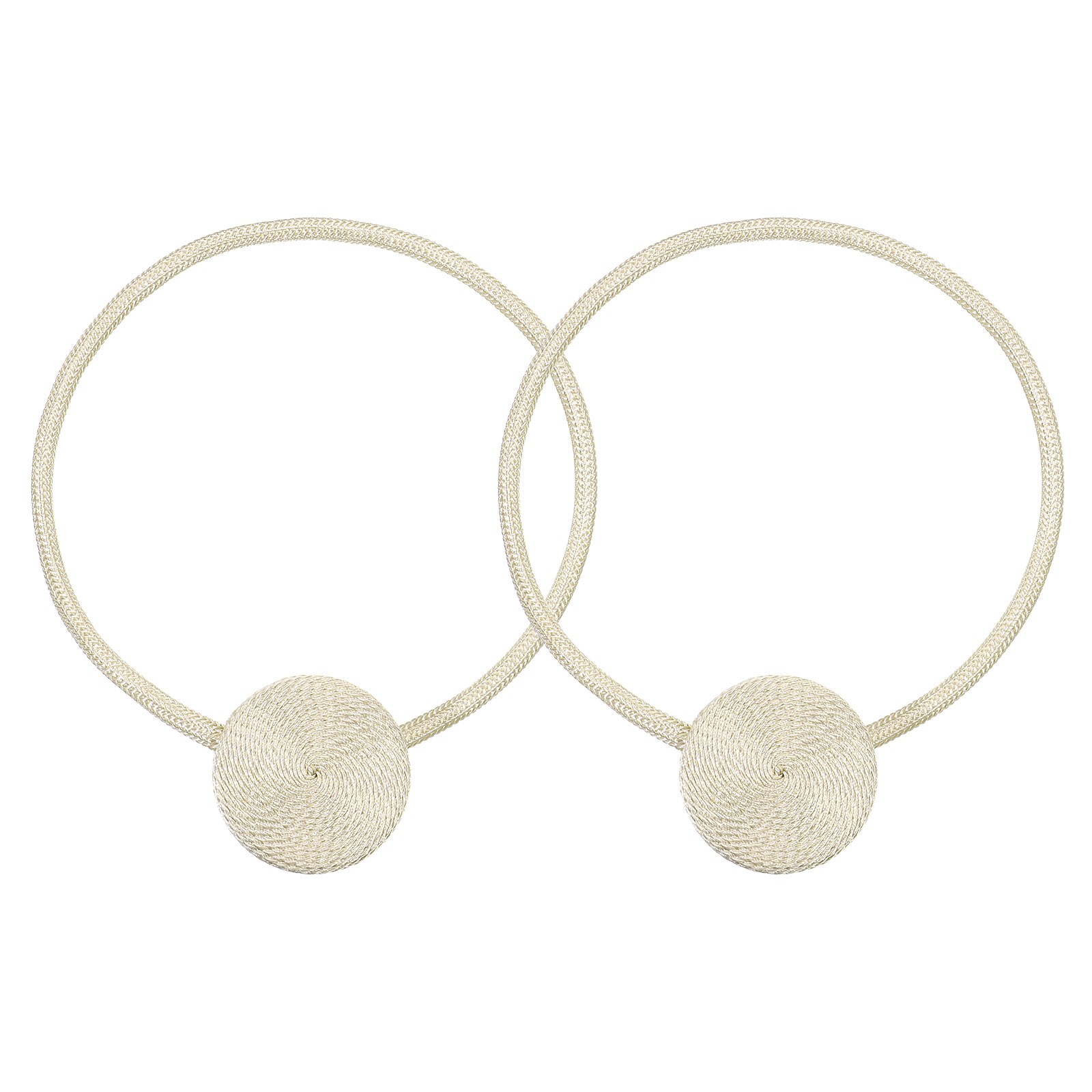 2 Pack Magnetic Curtain Tieback Polyester Hand Woven Decorative Rope Beige