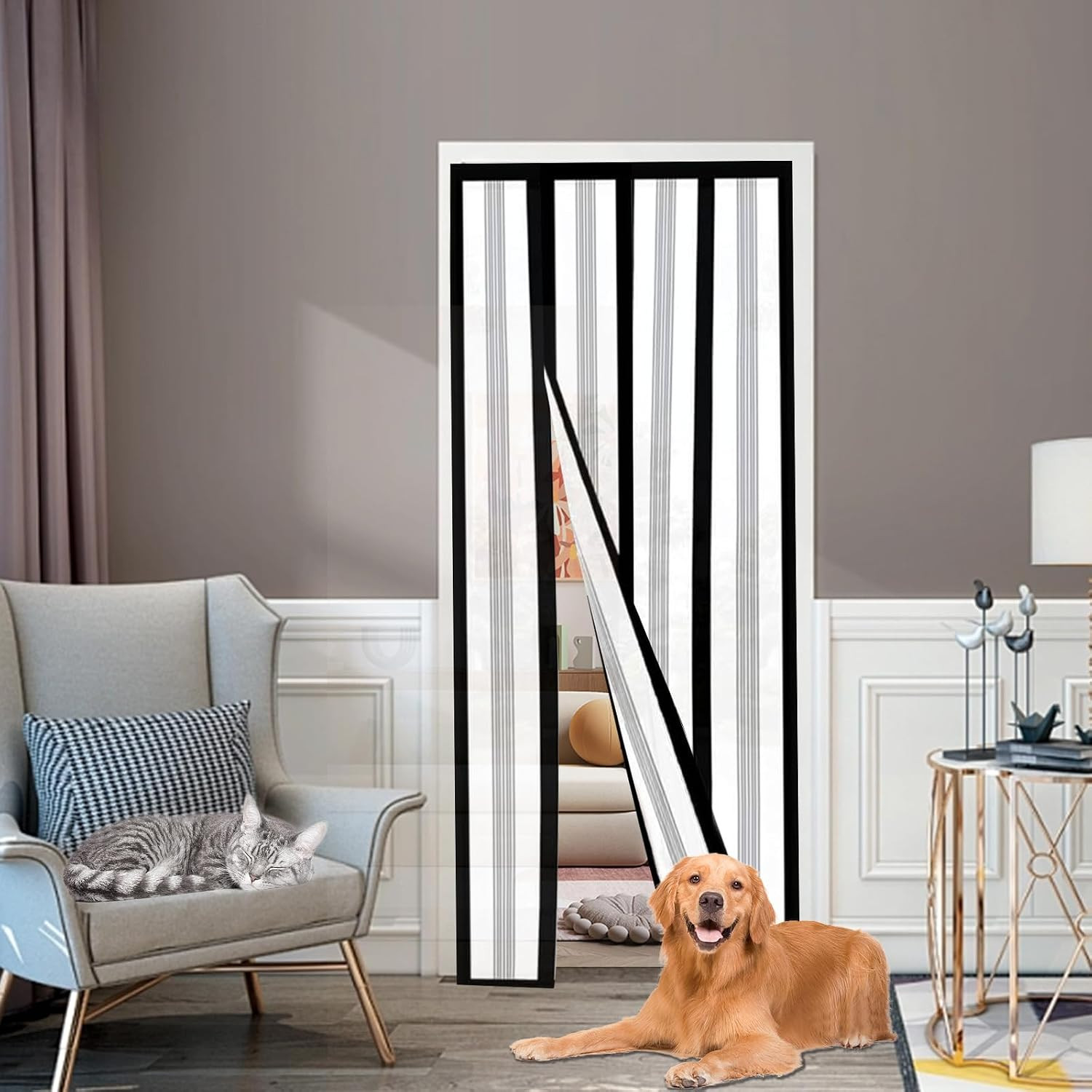 Reversible Left or Right Side Opening Insulated Door Curtain, Keep Cold Out Ther