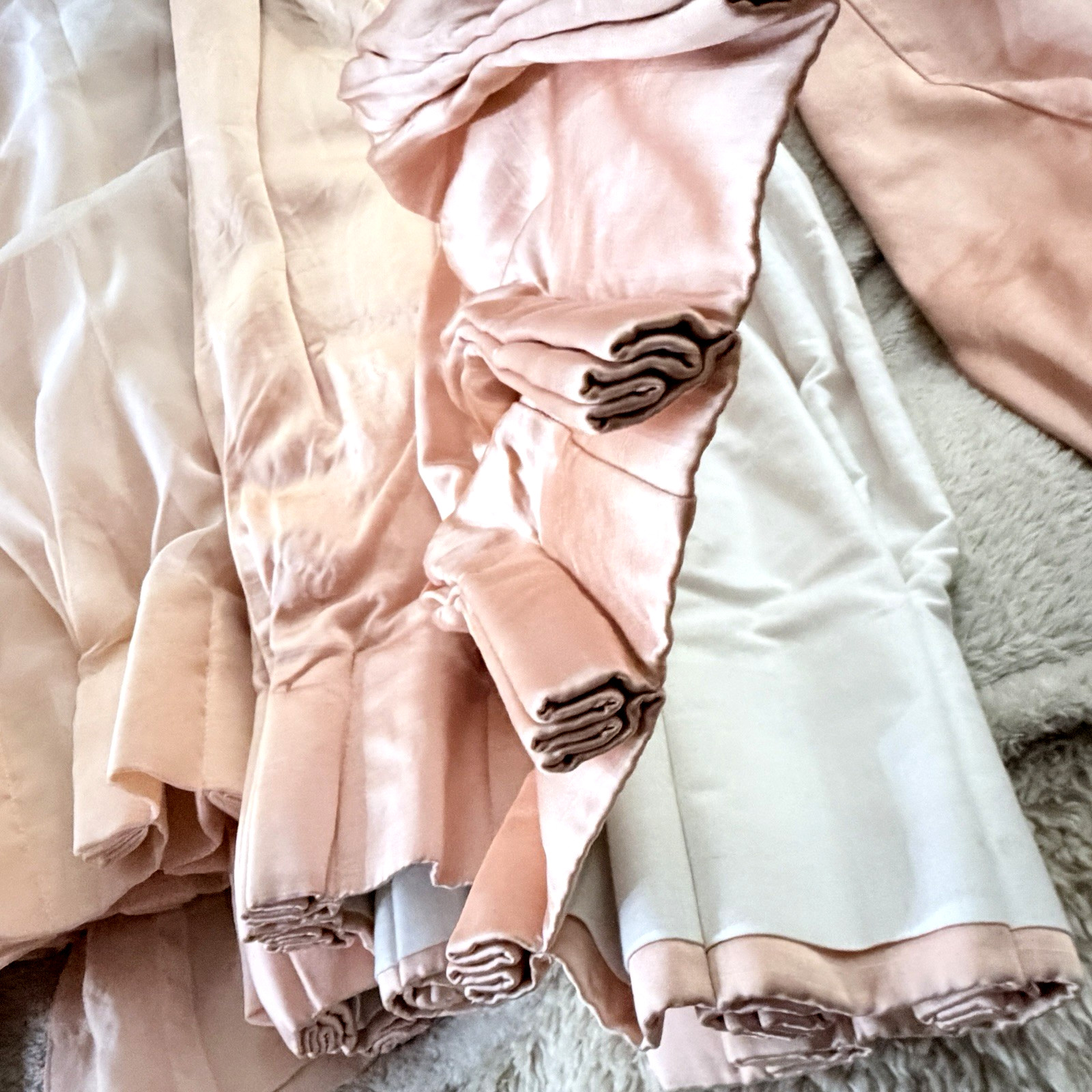 Window Cornice Satin & Silk with Matching Custom Peach Drapery 9 Pieces Total