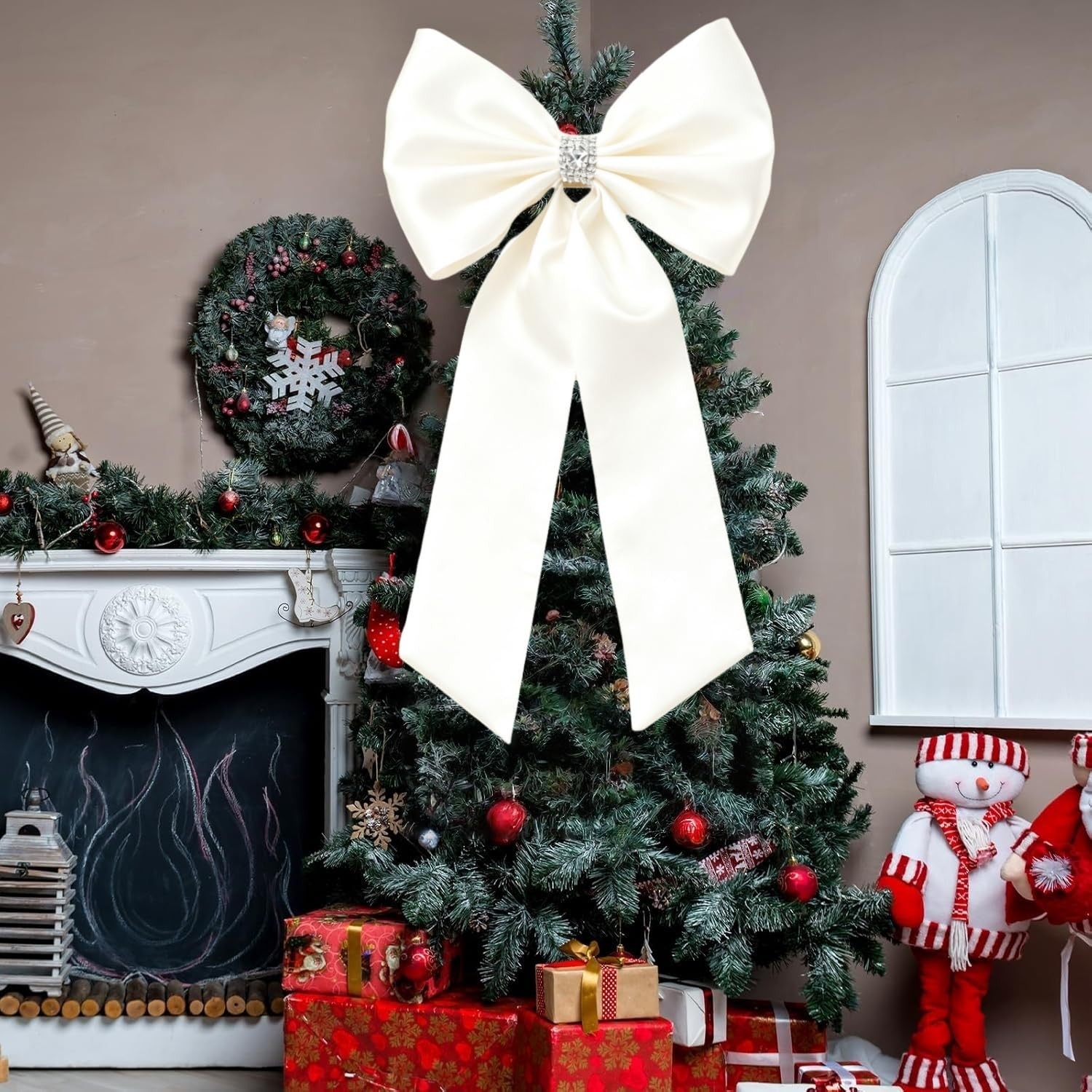 Giant Satin Bow 27×39 Inch Extra Large Decorative Bow for Christmas Tree Topp…