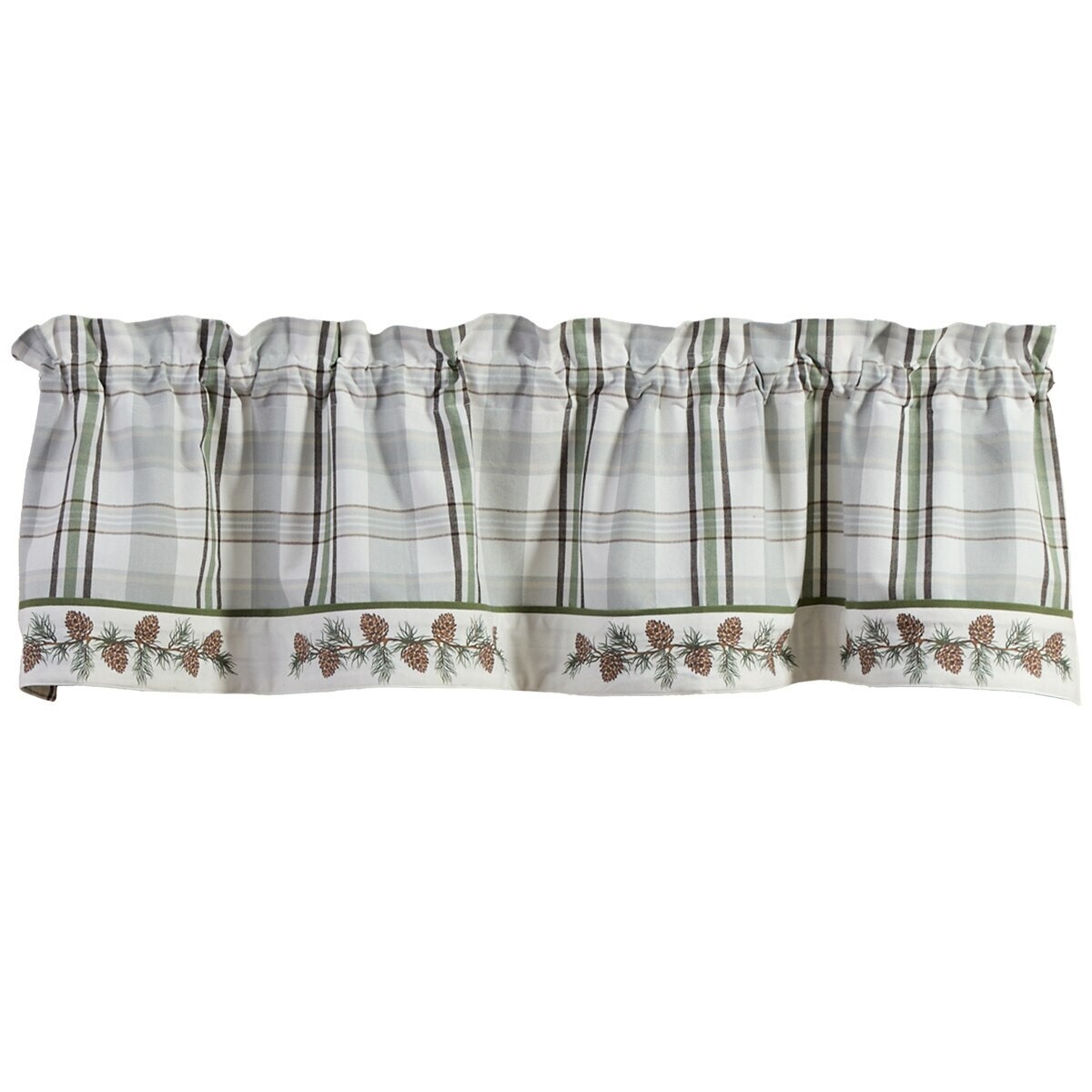 Ponderosa Pine Cone Bordered Country Cabin Cotton Unlined Valance 60″ x 14″