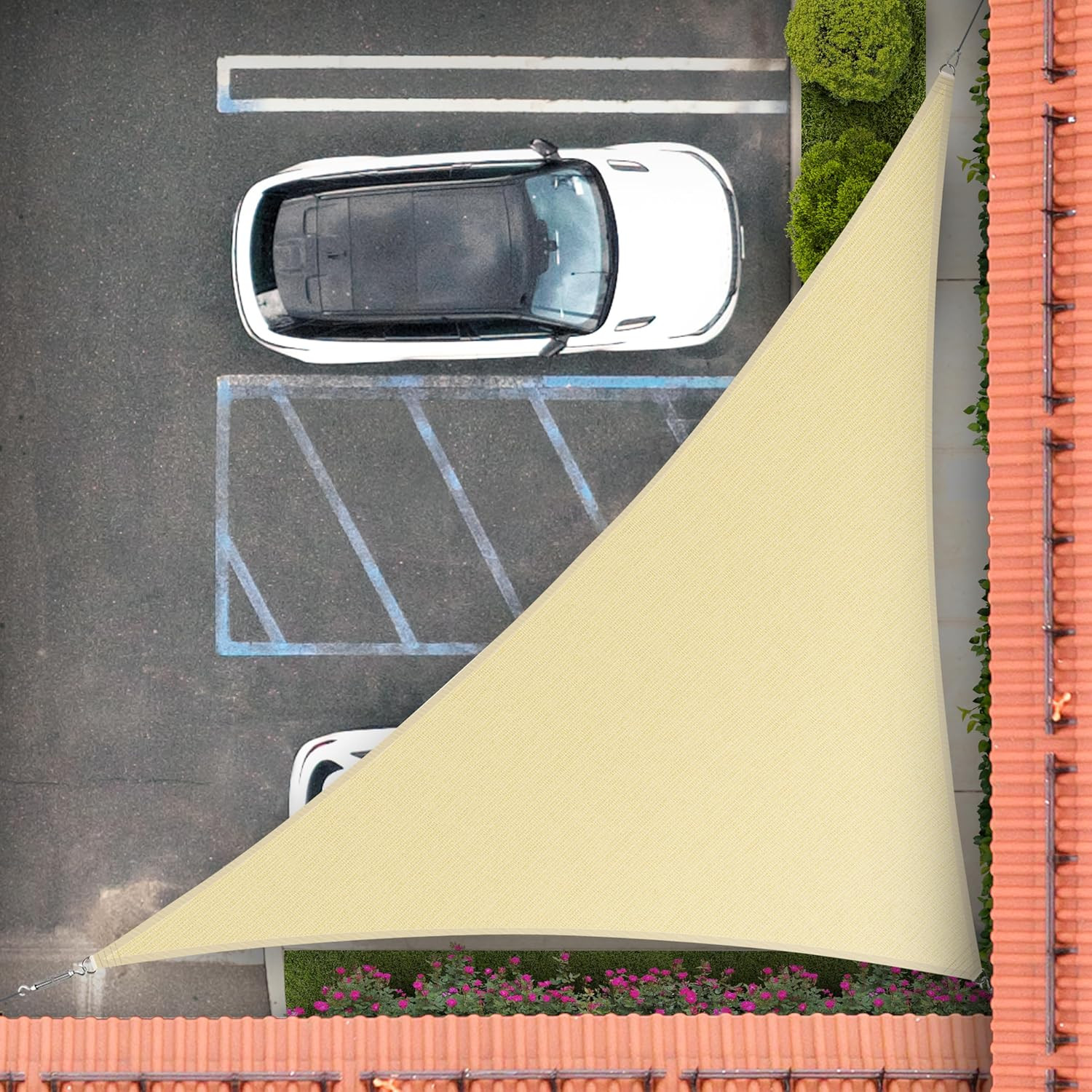 12′ X 12′ X 17′ Beige Right Triangle Sun Shade Sail RS-SLT, 95% UV Blockage, 200