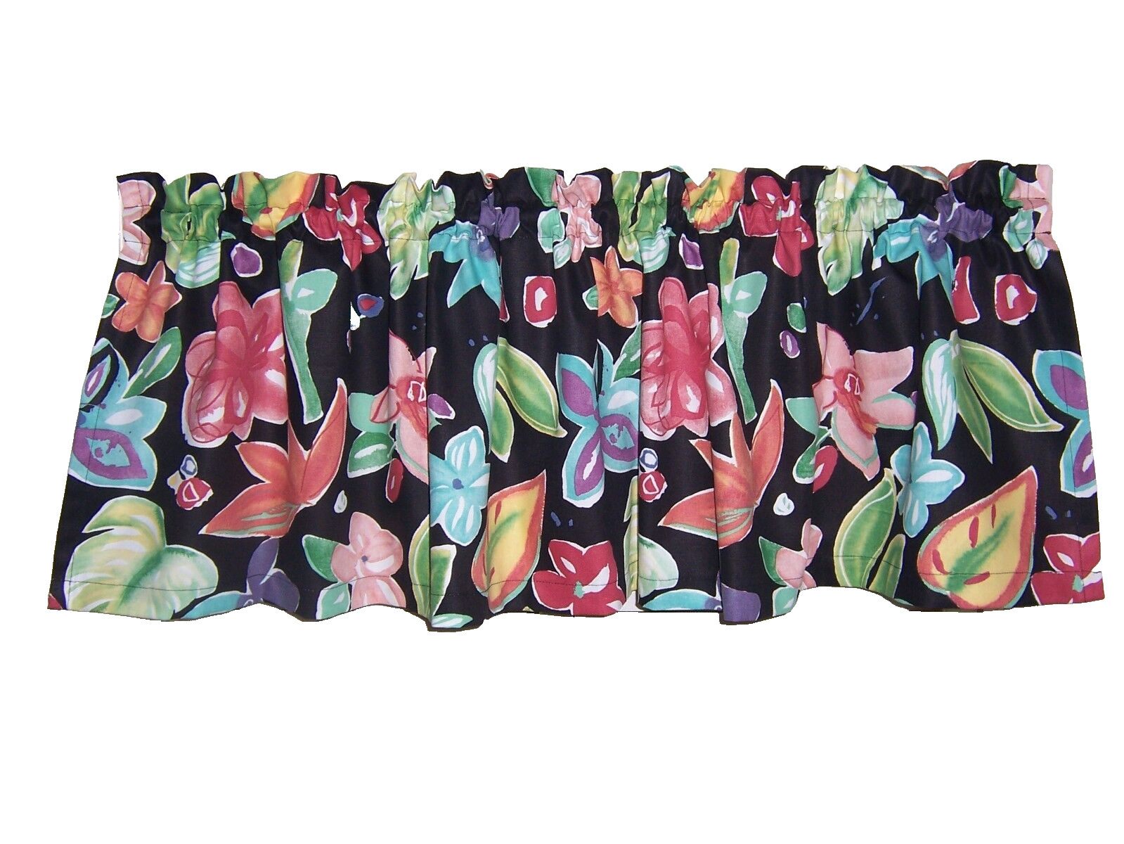 Modern Flower Curtain Valance Red Blue Green Yellow Turquoise Pink Black 54 x 14