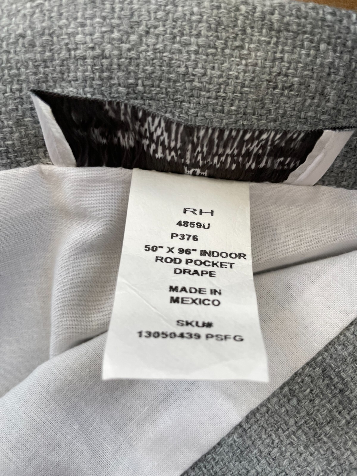 Restoration Hardware PERENNIALS SOLID TEXTURE LINEN RP 50″ x 96″ Set/2 Fog NWT