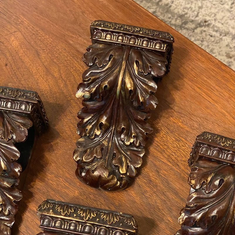 Wall Drapery Sconce Corbels Vintage Curtain Rod Swag Holders Bracket ~ Set of 4