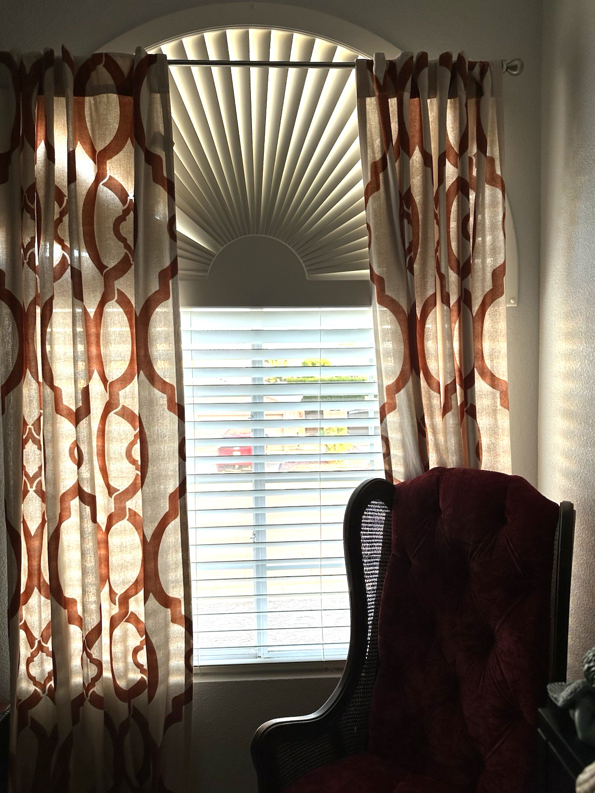 WORLD MARKET velvet RUST Moroccan gate scroll groovy (2) curtains PANELS 48 X 96