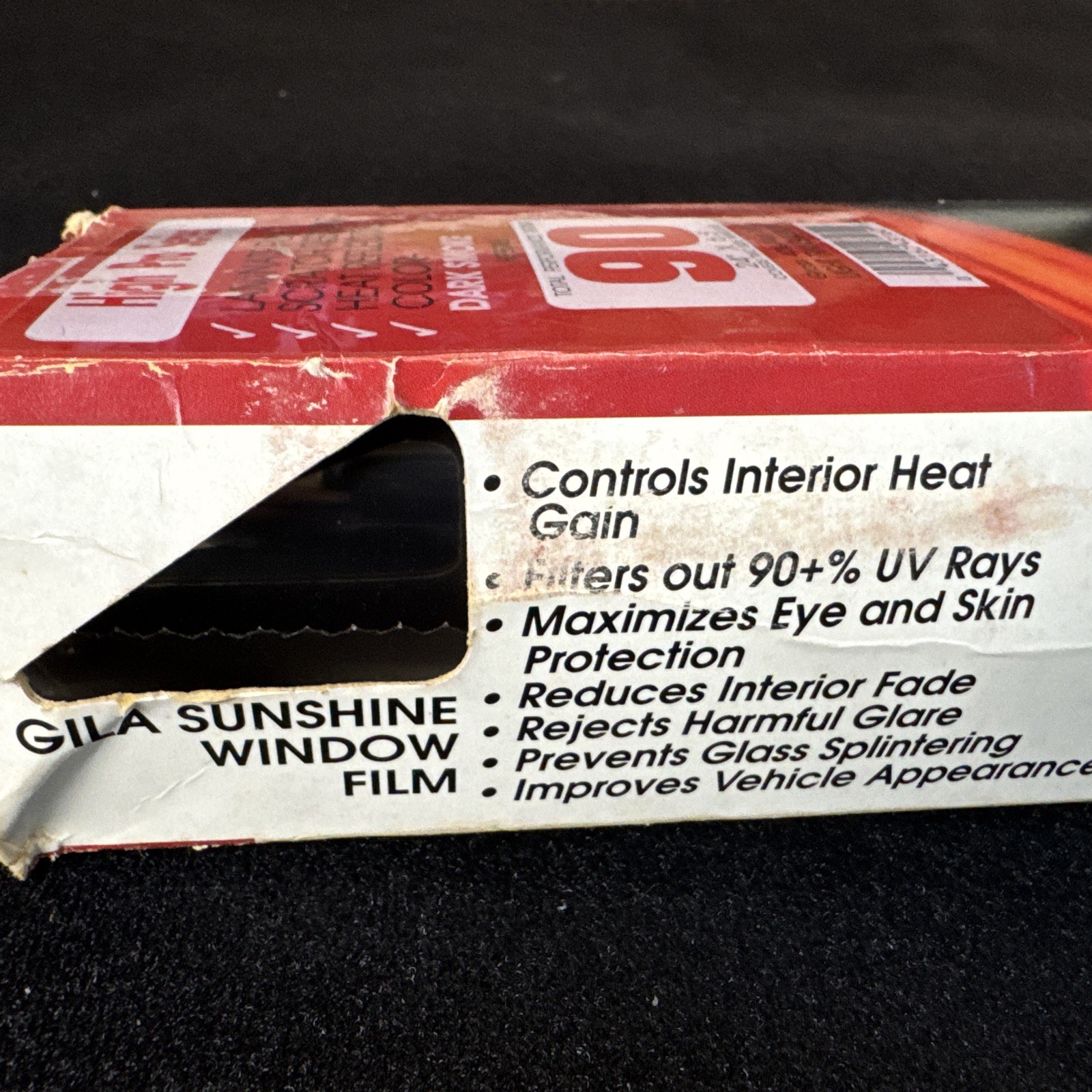 Gila Heat Shield Elite Window Tint High Pro 90% UV Rated 24”X 6.5’ Dark Smoke