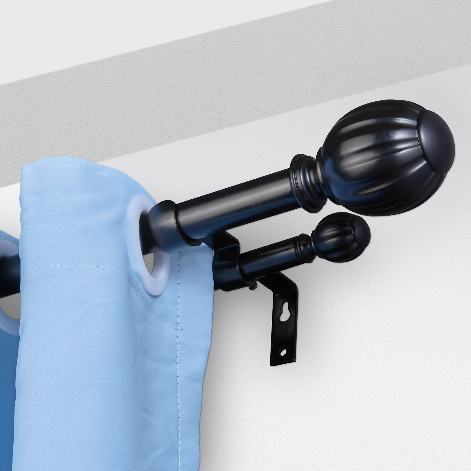 KFFKFF Double Rod Curtain Rod 36 to 72 Inches Adjustable Length Round Tip