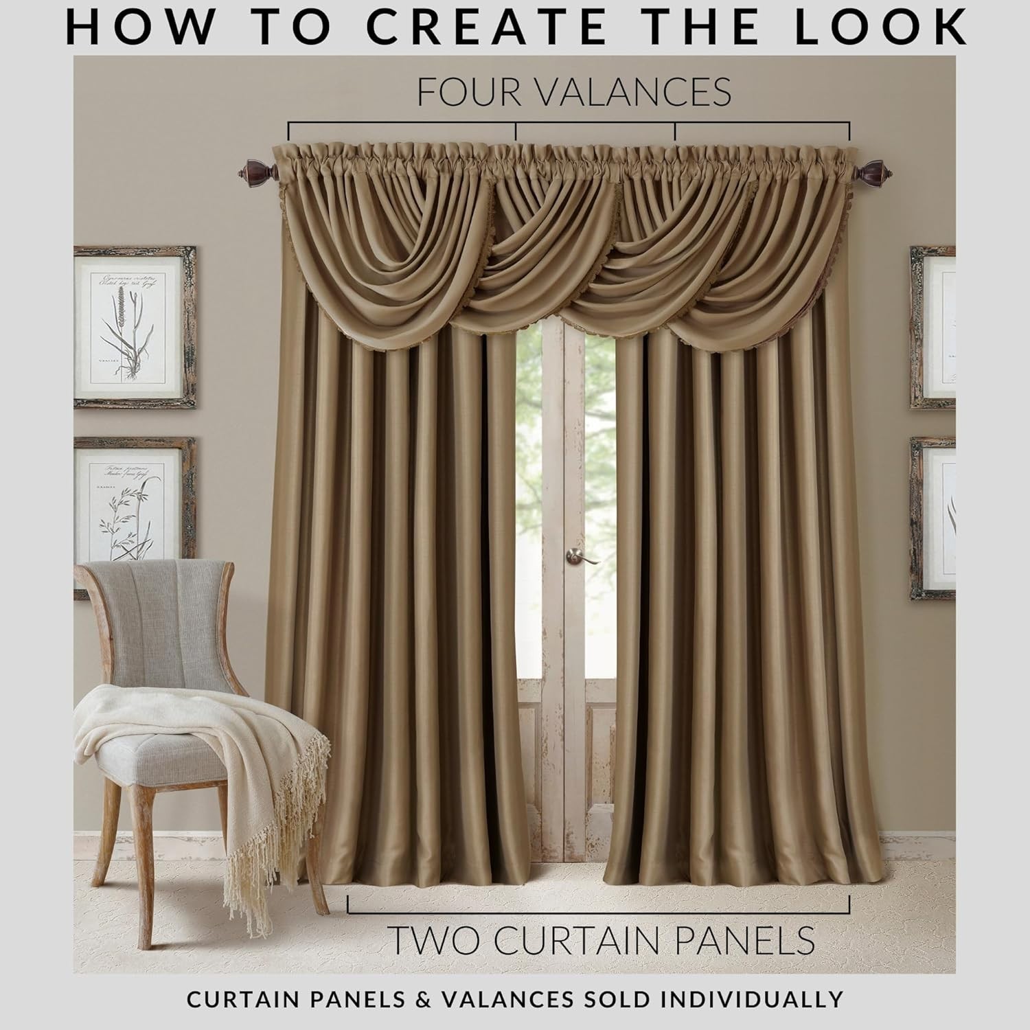Timeless Blackout Drapes in Antique Gold – 52″W x 95″L Room Darkening Feature
