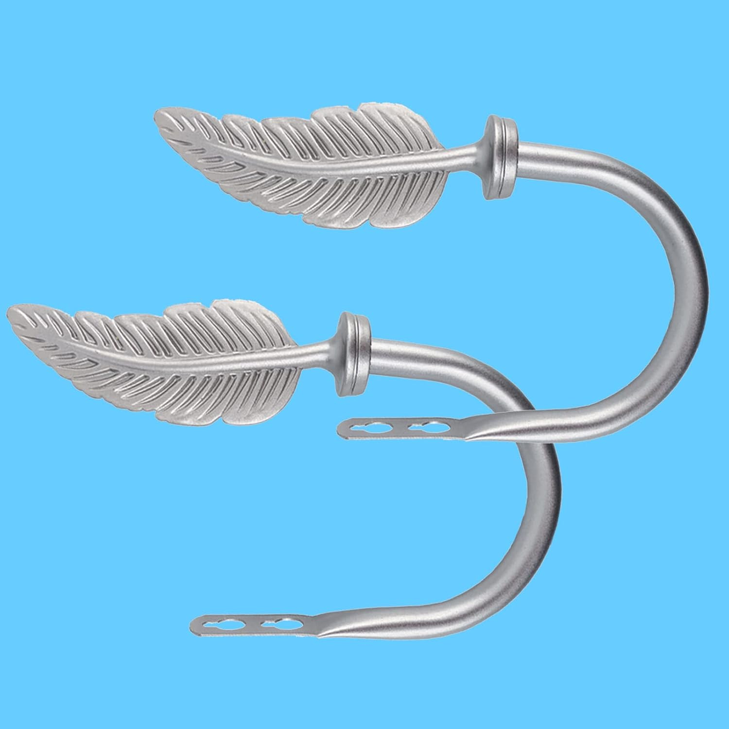 2Pcs Curtain Holdbacks – Wall Mounted Drapery Tiebacks with Feather Finial,Decor