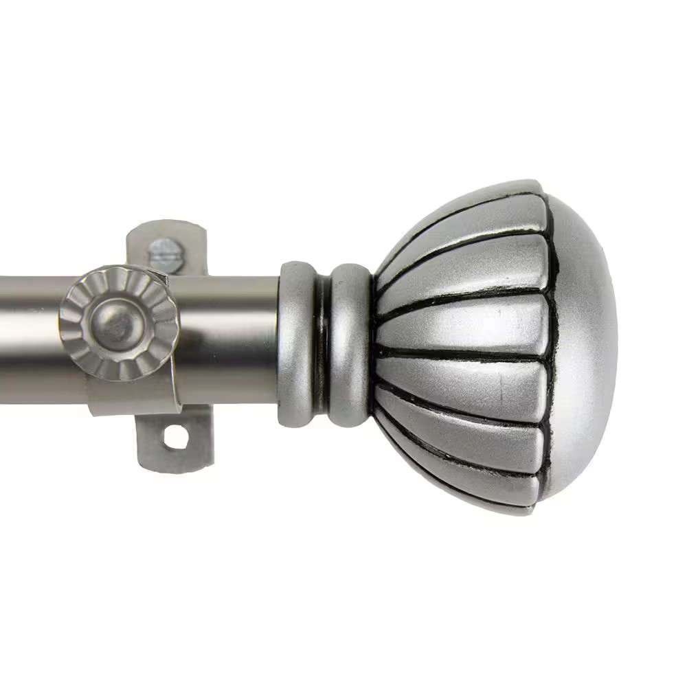 66 In. – 120 In. Telescoping Single Curtain Rod Kit in Satin Nickel with Magnoli