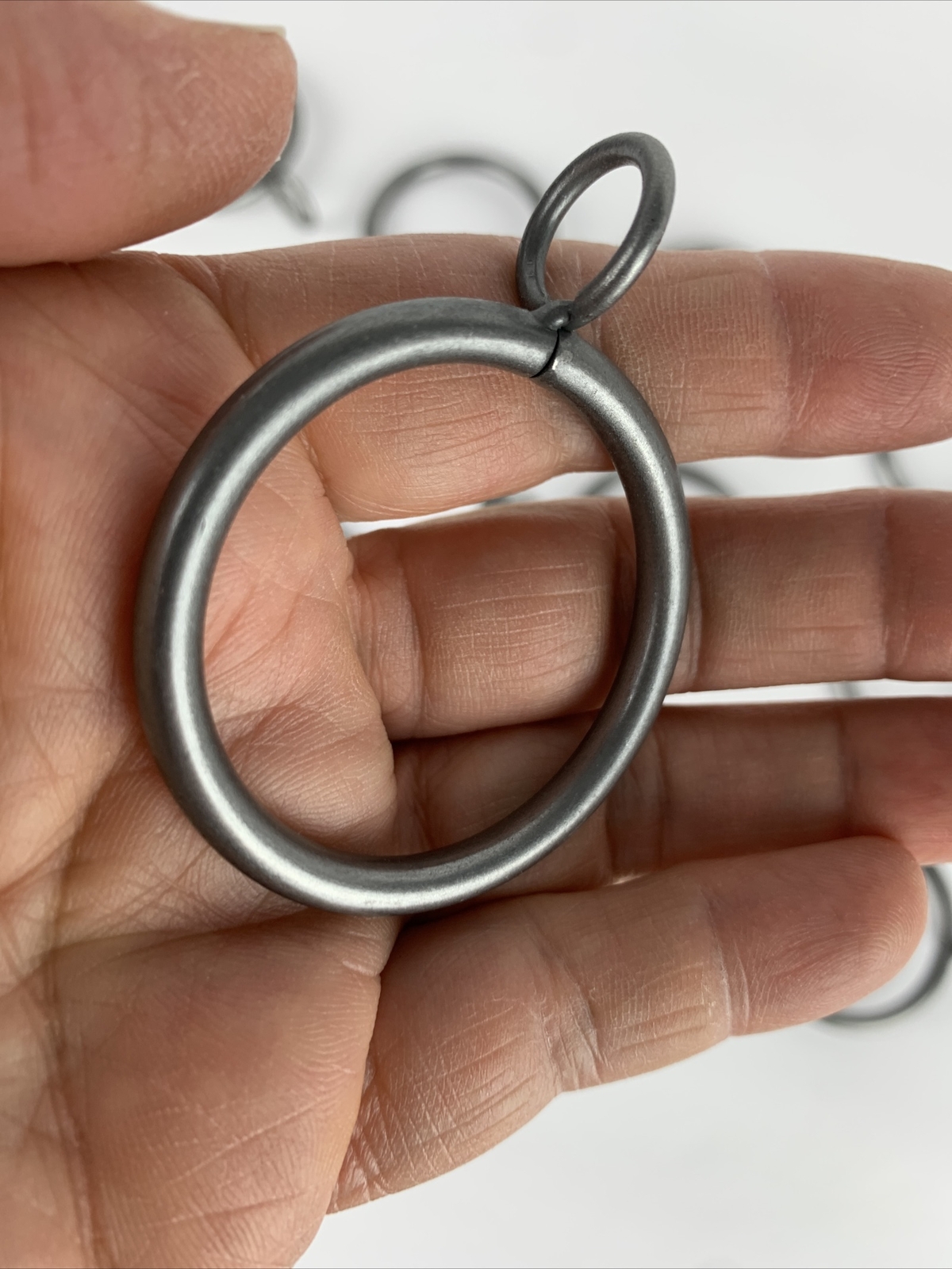 Lot of 12 Drapery Curtain Rings metal pewter finish for 1 1/4″ rod