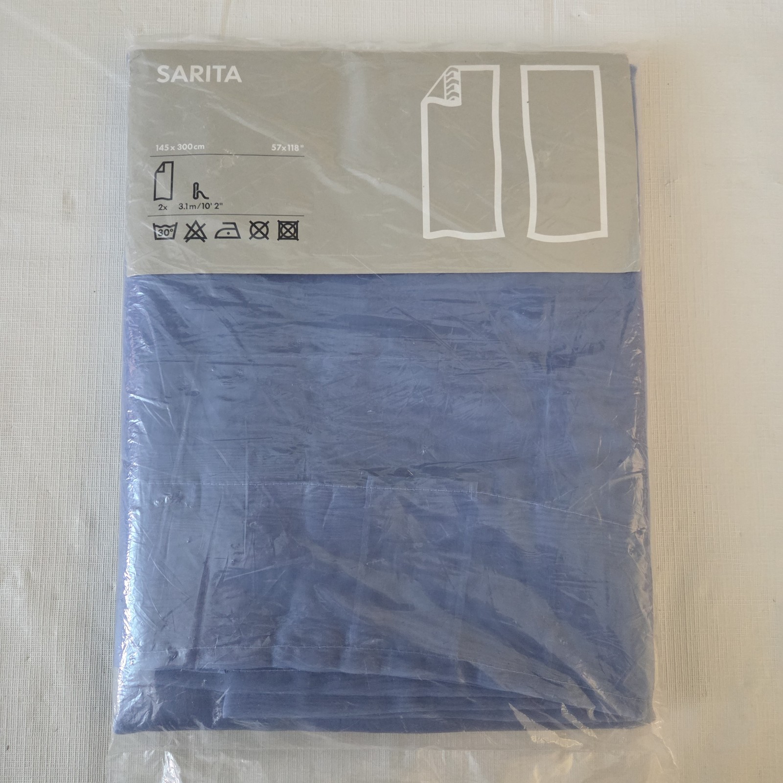 Vintage Ikea SARITA Light Blue 57×118 Sheer Curtain Panels Set 1 Pair 500.706.13