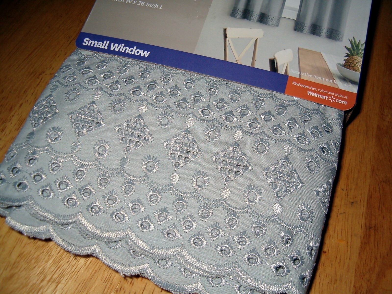 Better Home & Gardens EYELET EMBROIDERY Window Curtain Set Soft Silver Gray