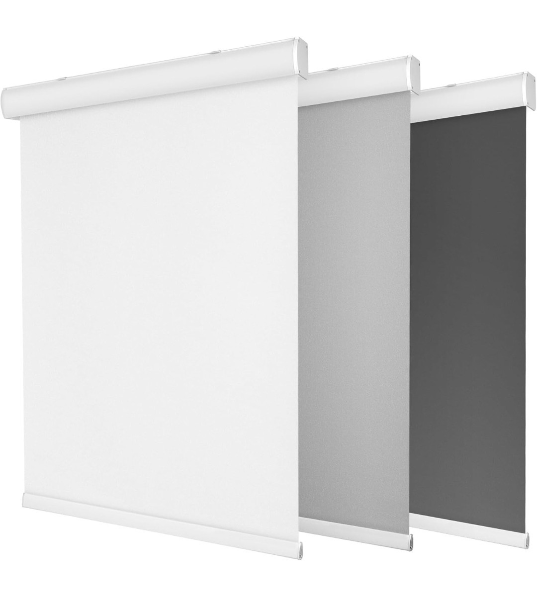 Allesin 100% Blackout Cordless Roller Shades for Windows. 46w X 72h White