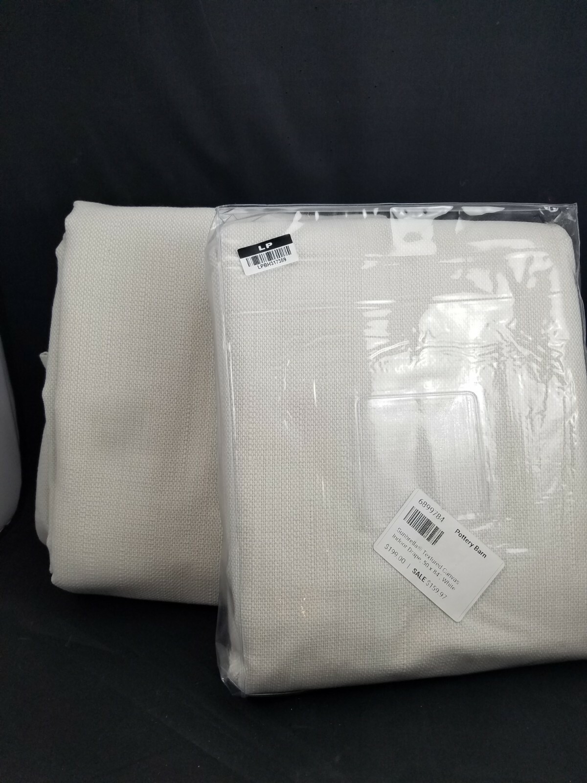 Pottery Barn Sunbrella Textured Canvas Indoor Panels Drapes White 84″ S/ 2 #2818