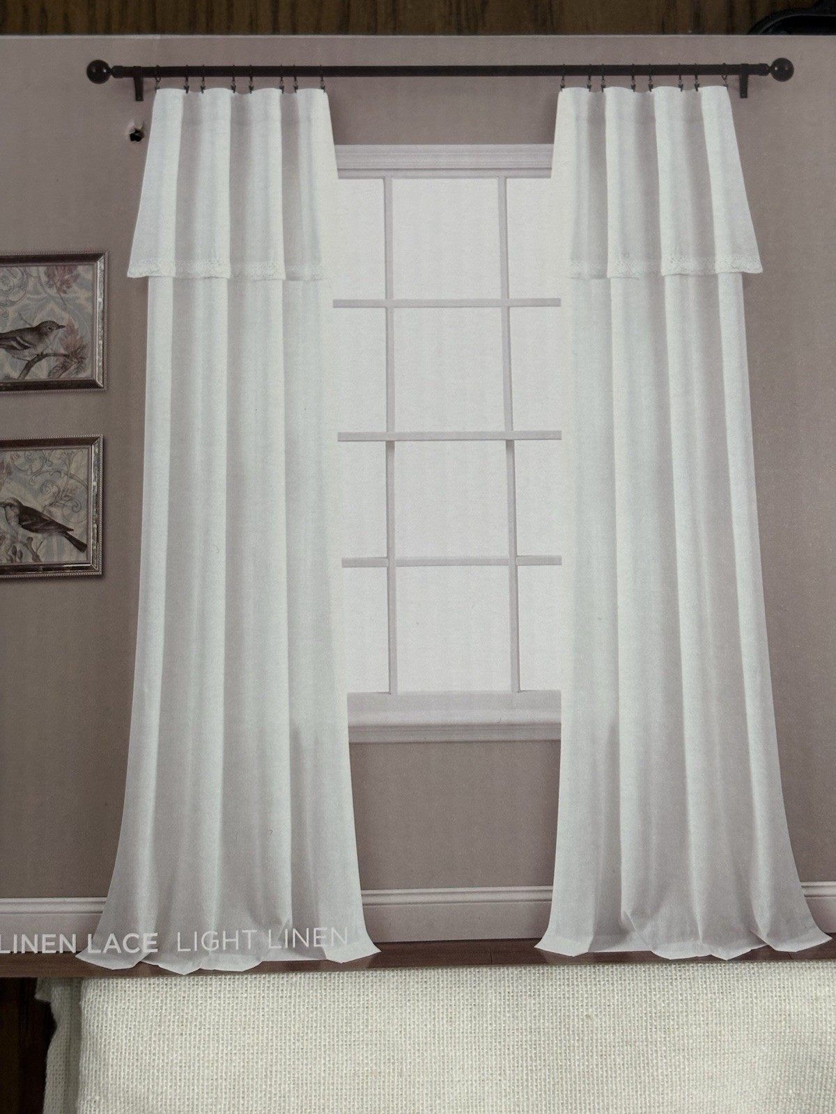Lush Décor Linen & Lace Window Curtain Pair , 84″ x 38″ Each Light Filtering