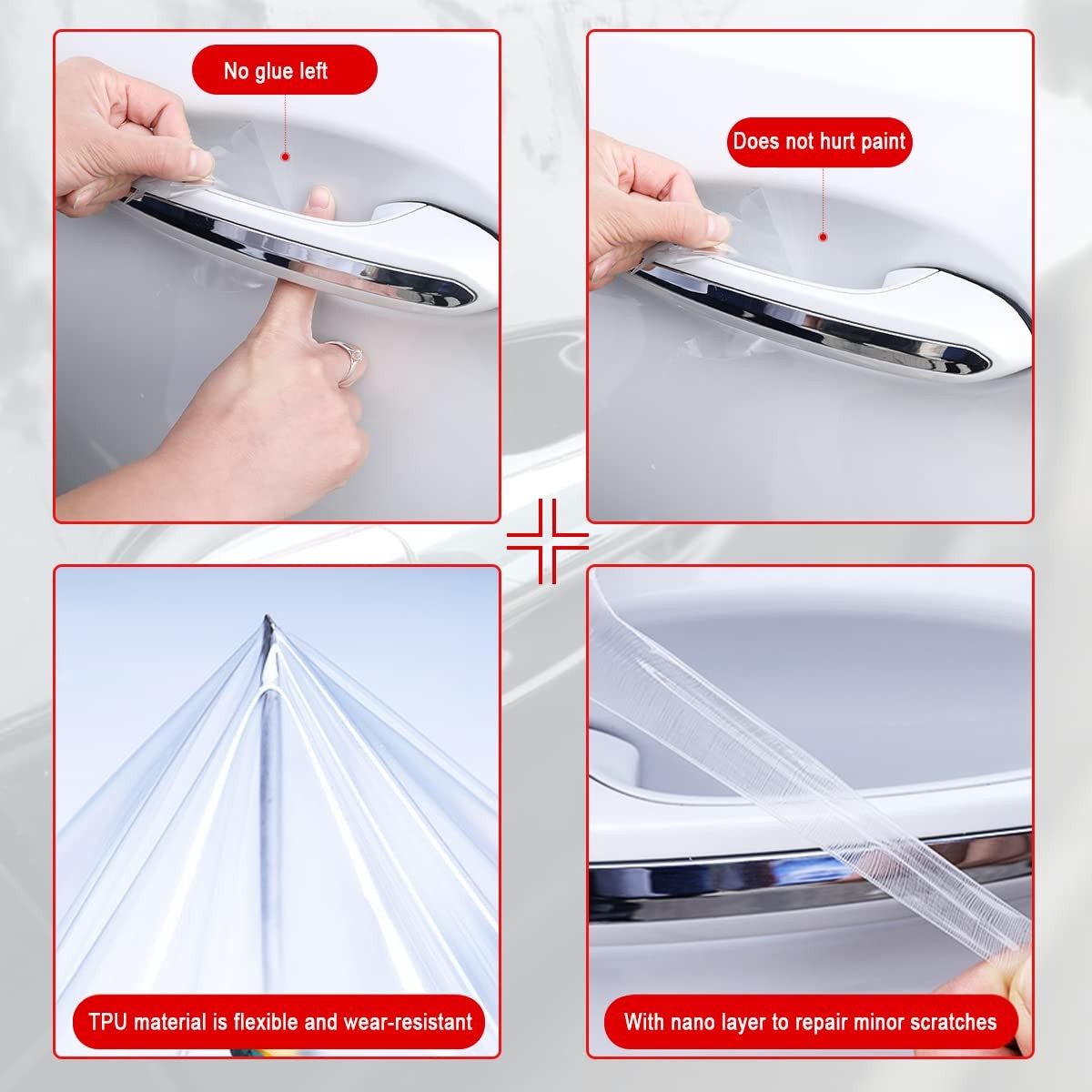 4PCS Carbon Fiber Car Door Handle Protectors, Universal Anti-Scratch Guard St…