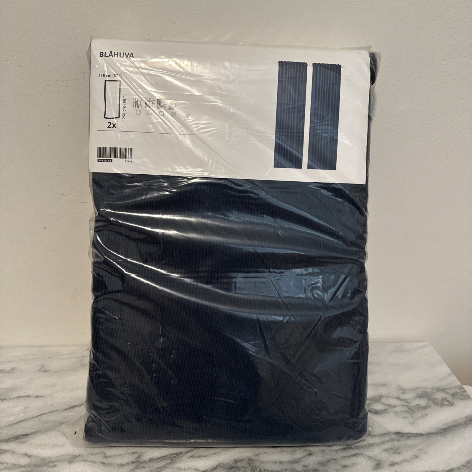 Ikea BLAHUVA Black-out curtains 57×98 ” 1 pair Navy Blue – NEW IN PACKAGE