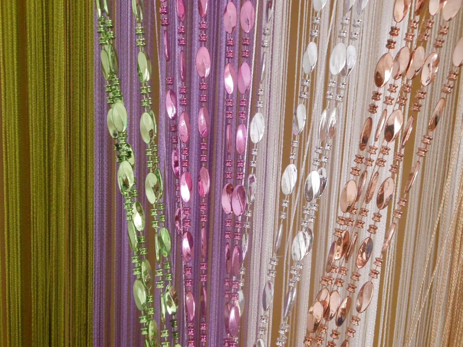Art Deco Beaded Fringe Curtain in Champagne – 39.3″x78.5″ Decorative Divider
