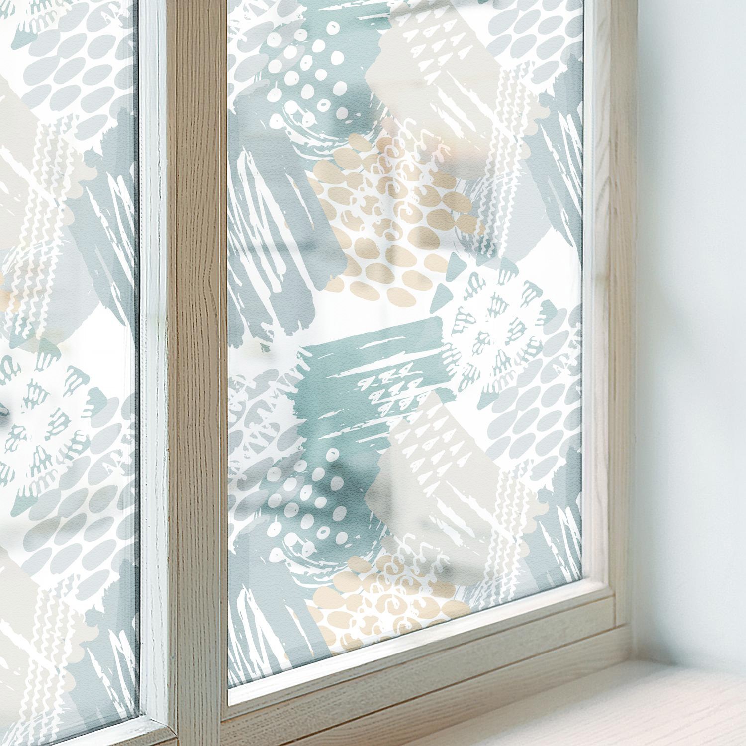 Frosted Glass Window Easy to Clean Surface Abstract Mosaic Art Beige