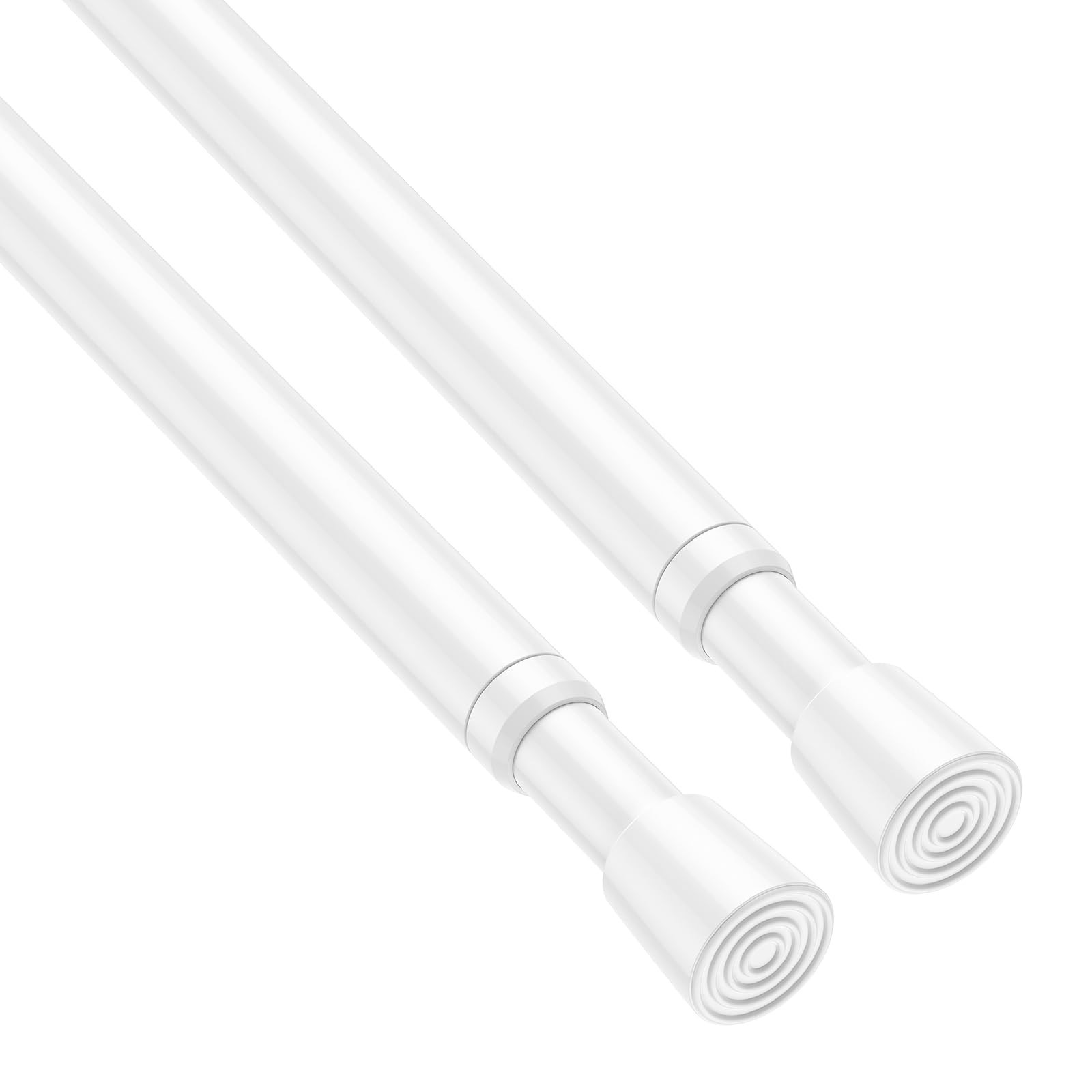 2 Pack Spring Tension Rods 33-59 Inches, 5/8 Inch Diameter White No Drill Spr…