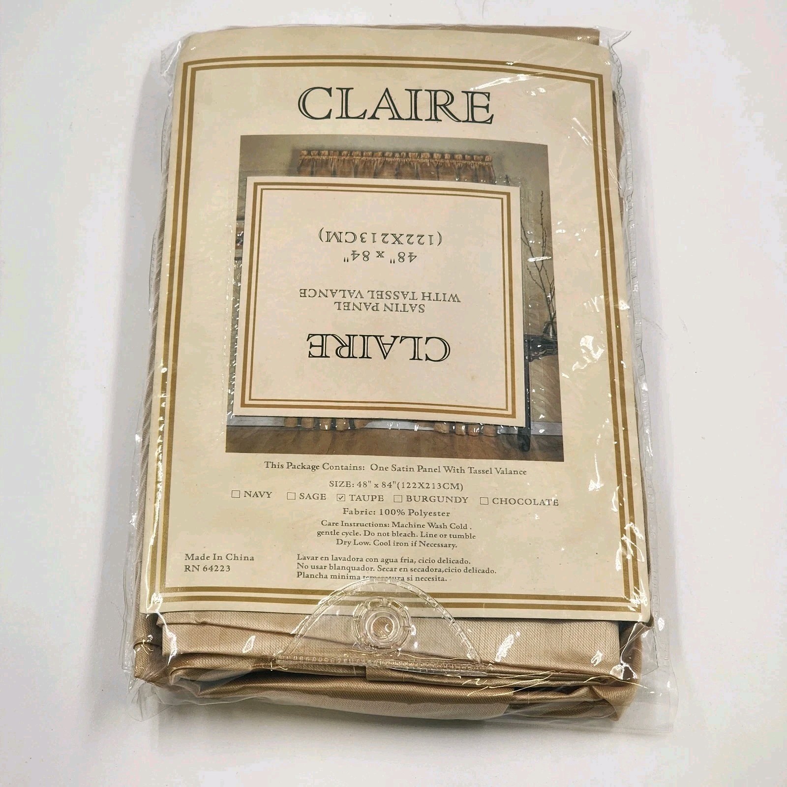 Claire Taupe Curtain Panel Satin Tassel Valance For Window Wall 48″x84″ China