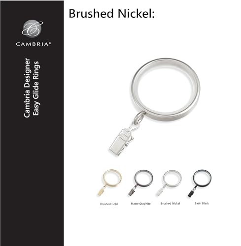 Premium 18 Count Curtain Rings – Metal with Smooth Nylon Inserts & Clips – 2″ Di