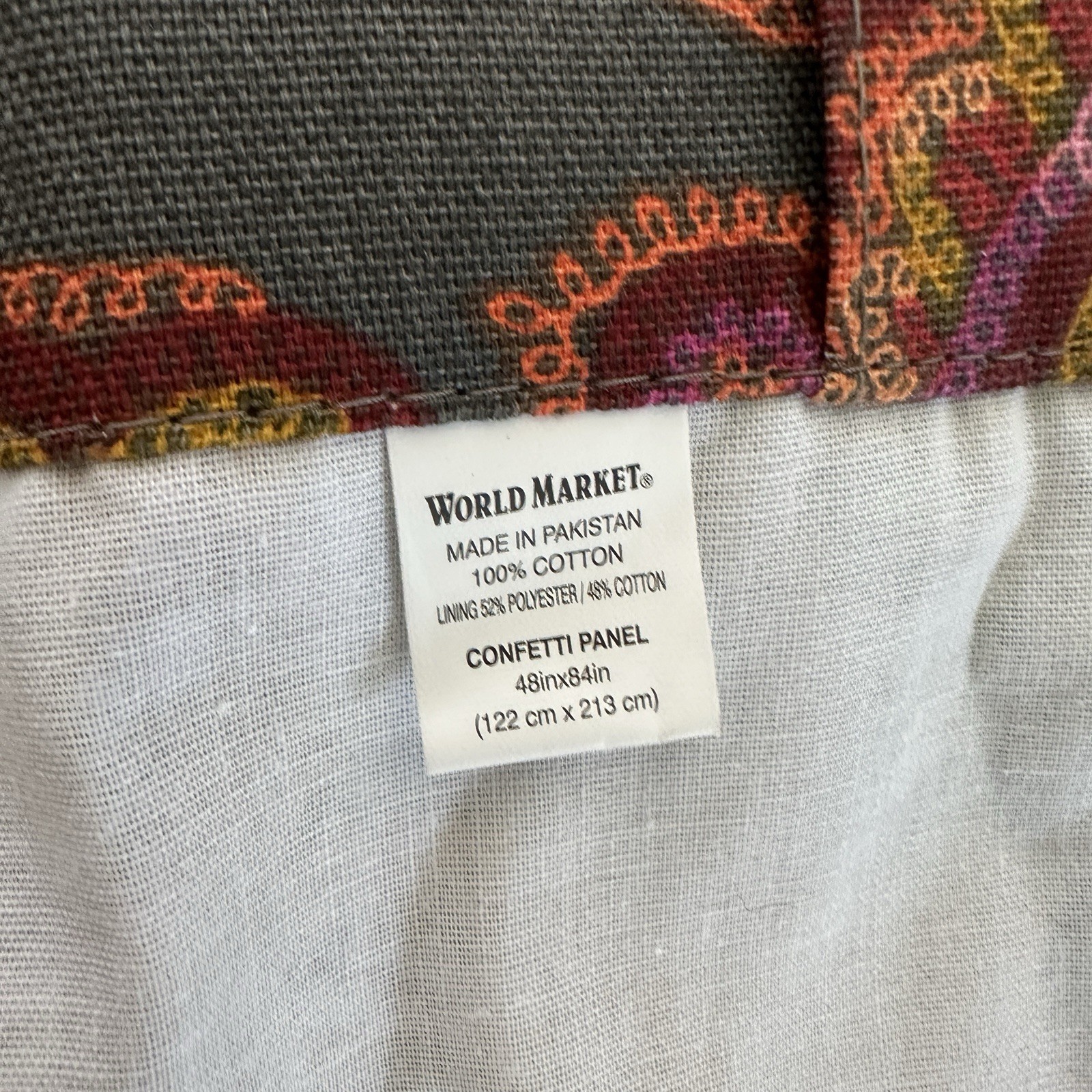Set of 2 Beautiful World Market Lined Curtains Drapes Panels 48”x84” Confetti