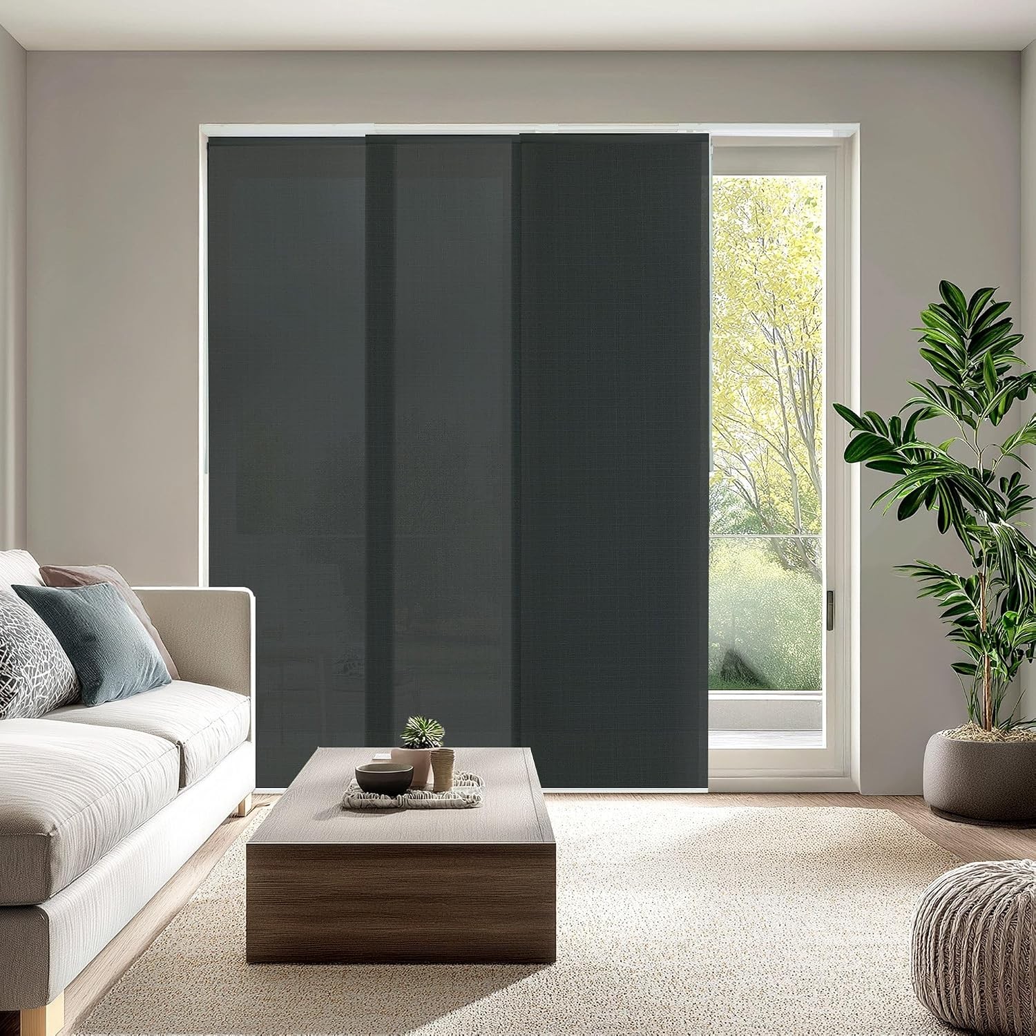 Panel Track Blinds Sliding Glass Door Adjustable Track Patio Entry Large Windows